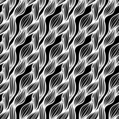 Vector seamless  hand drawn pattern. Wave fantasy background.