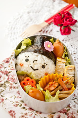 Lunch of black hair girl motif