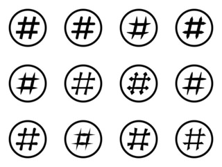 Icon Set of hashtags. Hashtag Symbols