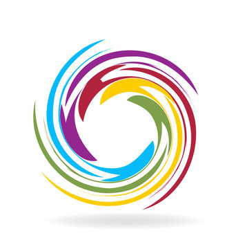 Waves rainbow colors logo vector design