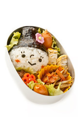Lunch of black hair girl motif