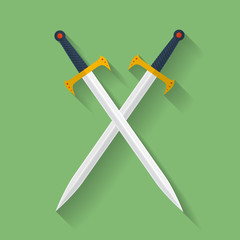 Icon of ancient swords. Flat style