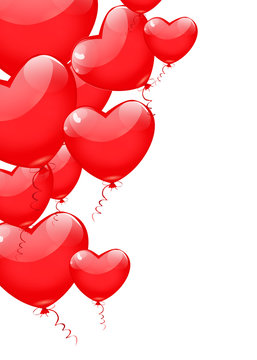 Red balloons in the shape of a heart isolated on white backgroun
