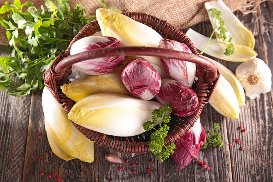 basket with raw chicory