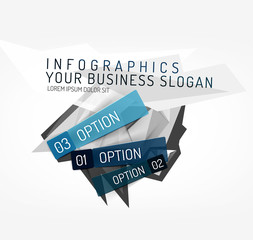 Modern polygonal origami paper infographics