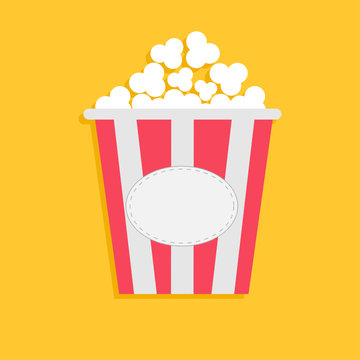 Big Popcorn empty label tag Cinema icon flat dsign style.