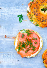 bagel  with a smoked salmon and cream cheese