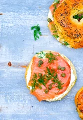 Foto op Canvas bagel  with a smoked salmon and cream cheese © zoryanchik