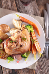 cooked lamb chop with vegetable