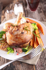 cooked lamb chop with vegetable