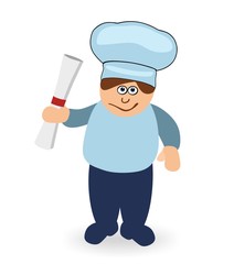 Cook holding diploma