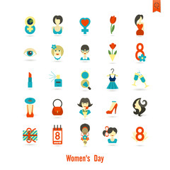 Fototapeta na wymiar Womans Day Icon Set
