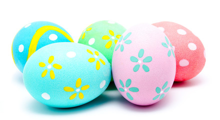 Colorful handmade easter eggs isolated