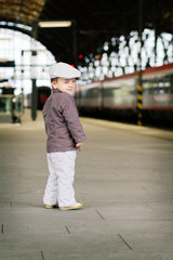 Boy on a railway station