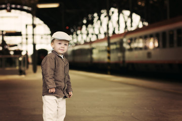 Boy on a railway station