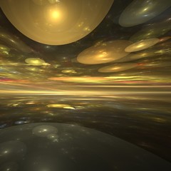 Abstract shapes made of fractal textures.