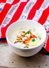 chowder with a salmon and bacon