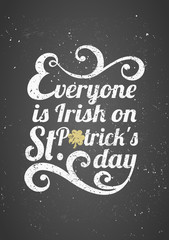 Fototapeta na wymiar St. Patrick's Day Typographic Chalkboard Design