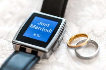 wearable displays just married  with wedding rings