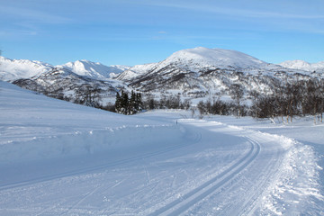 Fototapeta na wymiar Hovden im Winter, Norwegisches Wintersportgebiet