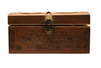 small wooden box on white background