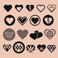 Set of Various Heart Icons