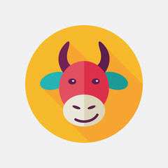 Cow flat icon with long shadow