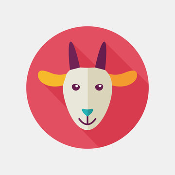 Goat flat icon with long shadow