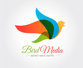 Abstract bird vector logo template for branding and design
