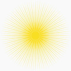 Yellow sun background with long thin rays