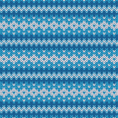 Winter Contrast Geometric Ornament Seamless Pattern in Blue and