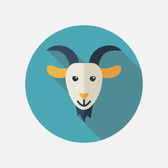 Goat flat icon with long shadow