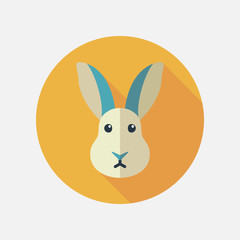 Rabbit flat icon with long shadow
