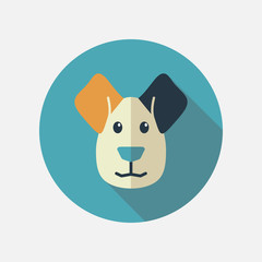 Dog flat icon with long shadow
