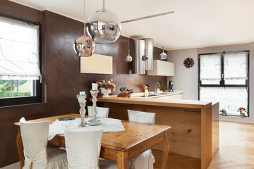 beautiful apartment furnished, dining room and kitchen