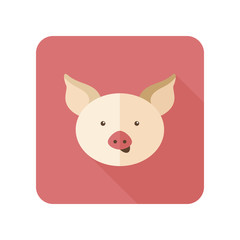 Pig flat icon with long shadow