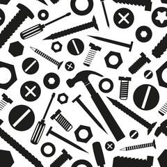 Obraz premium hardware screws and nails with tools seamless pattern eps10