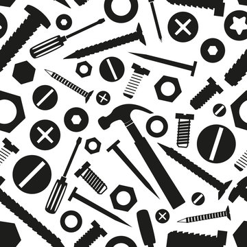 hardware screws and nails with tools seamless pattern eps10