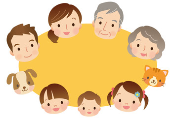 三世代家族　顔　コピースペース