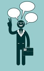 Icon black man with dialogue, vector illustration