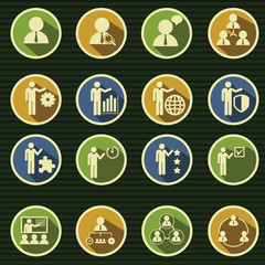 Human resources and management icons set