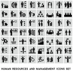 Human resources and management icons set