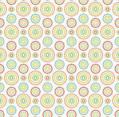 Fototapeta premium Colorful dots circles pattern on white background