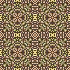 Colorful graphic flower pattern on brown