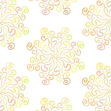 Colorful circular floral ornament on white background