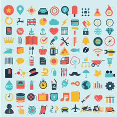 Abstract vector set of colorful flat business and finance icons