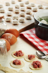 Cooking dumplings close-up