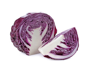 Red cabbage, violet cabbage isolated on white background