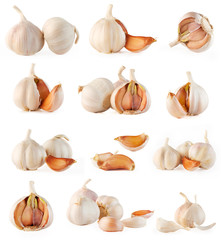Garlic sets isolated on white background.