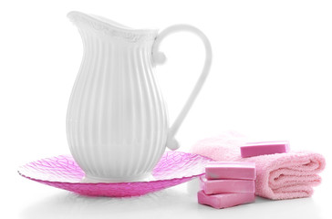 Set for washing face isolated on white